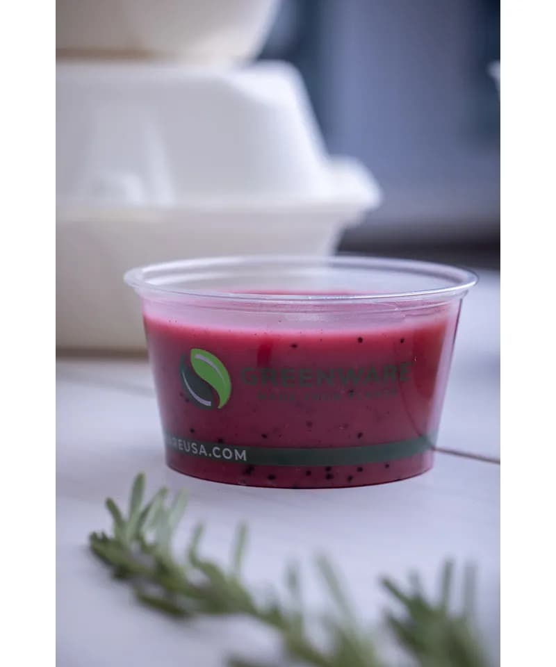 Souffle & Portion Cup 4 OZ PLA Clear Stock Print Round 2000/Case