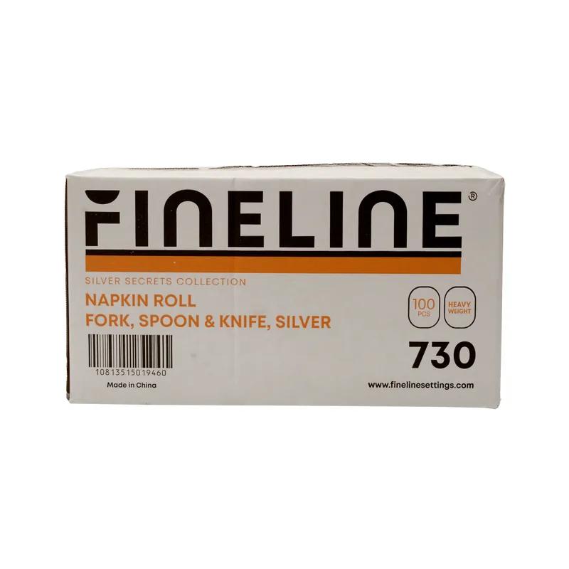 Silver Secrets 4PC Cutlery Kit Paper Plastic Silver With Napkin,Fork,Knife,Teaspoon 100/Case