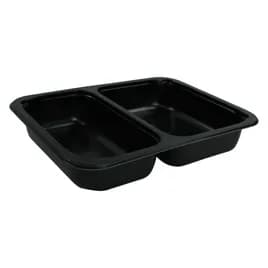 Take-Out Container Base 6.5X8.5X1.5 IN 2 Compartment CPET Black Rectangle Oven Safe 390/Case