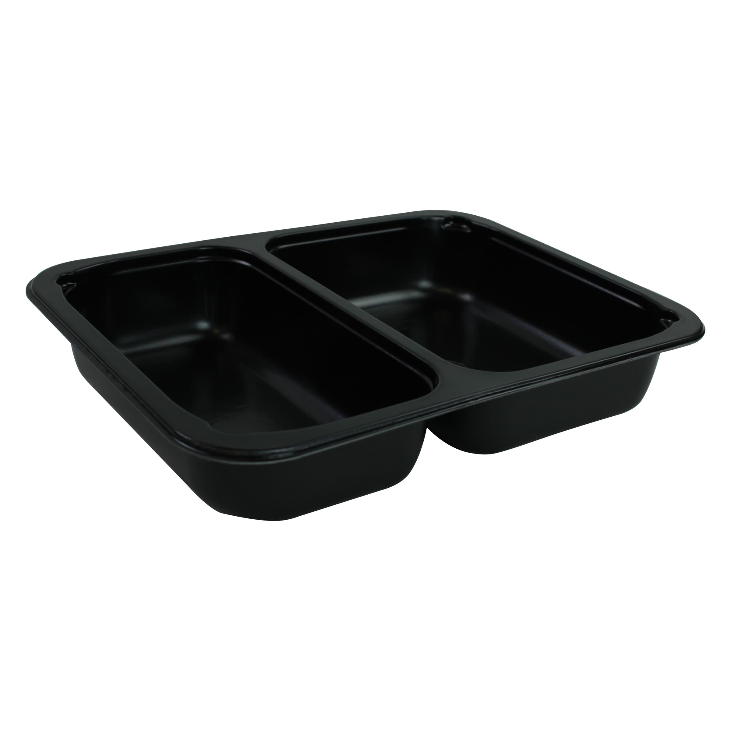 Take-Out Container Base 6.5X8.5X1.5 IN 2 Compartment CPET Black Rectangle Oven Safe 390/Case