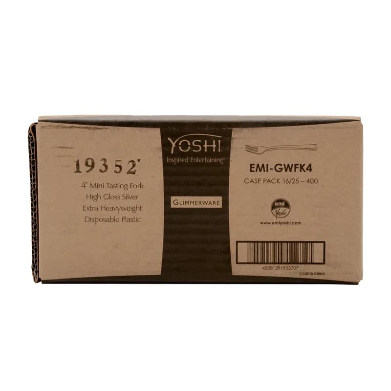 GlimmerWare Tasting Fork 4 IN Plastic Silver 400/Case