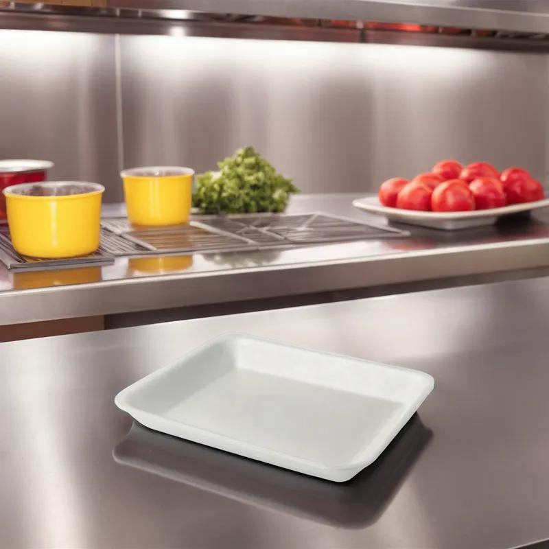 10P Meat Tray 1 Compartment Polystyrene Foam White 300/Case