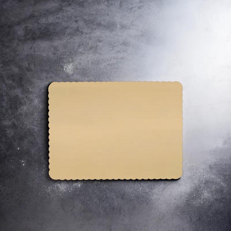 Cake Board Full Size 25.5X17.5 IN Corrugated Paperboard Gold Rectangle Scalloped Double Wall 25/Case