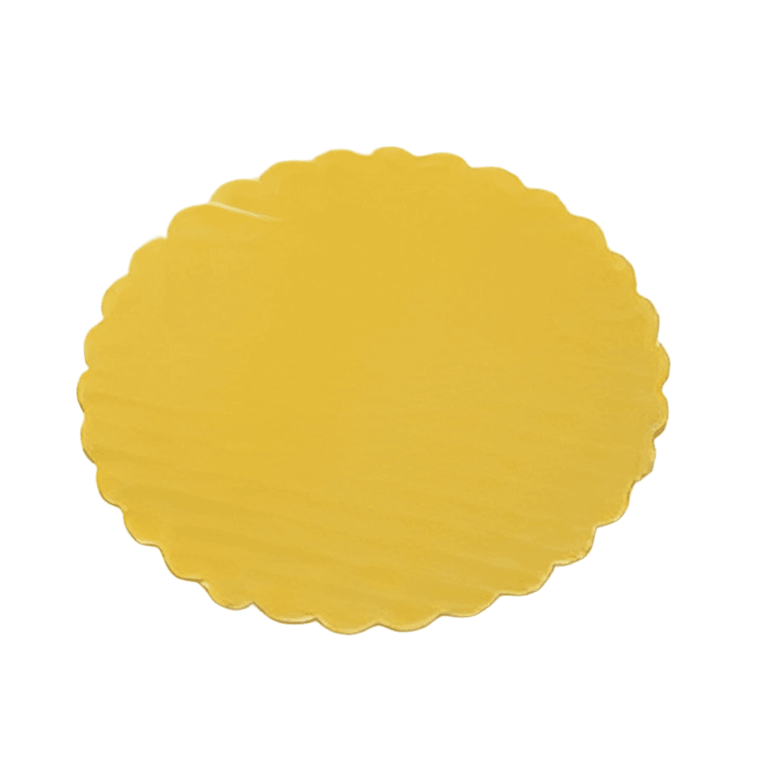 Cake Board 6.25 IN Corrugated Paperboard Gold Round Scalloped 200/Case