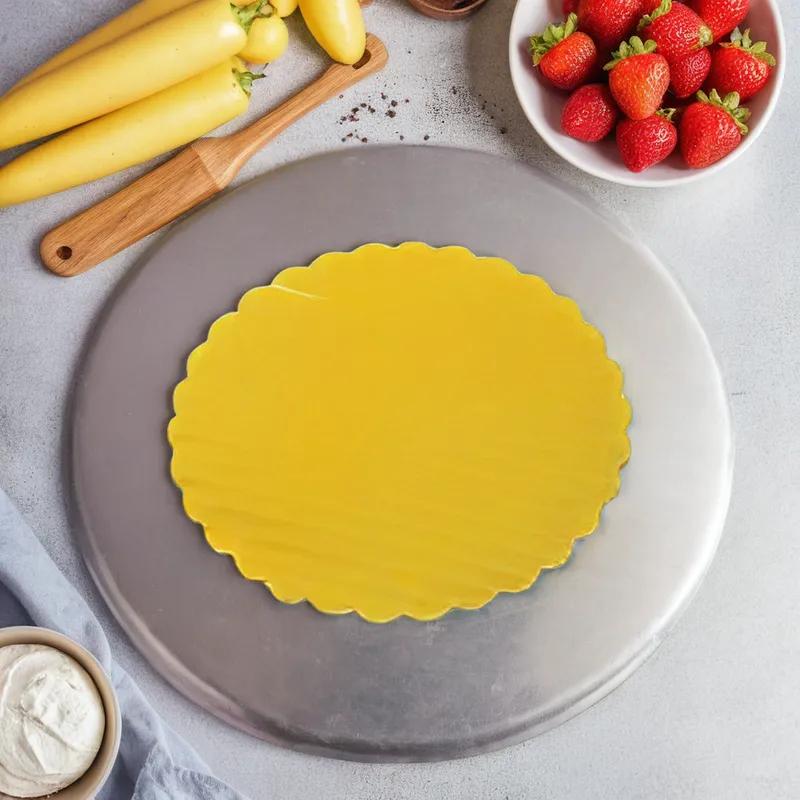 Cake Board 6.25 IN Corrugated Paperboard Gold Round Scalloped 200/Case