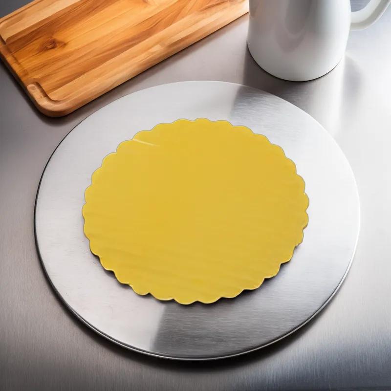Cake Board 6.25 IN Corrugated Paperboard Gold Round Scalloped 200/Case