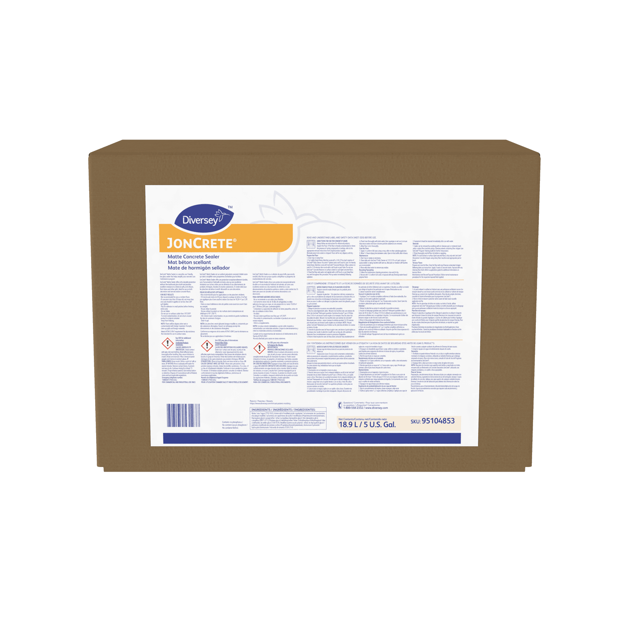 JonCrete® Concrete Sealer 5 GAL Stone & Concrete Liquid Bag-in-Box (BIB) RTU Low Odor Matte 1/Case