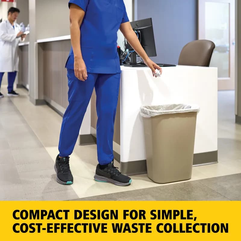 1-Stream Trash Can 14.75X10.25X15.75 IN 7 GAL 28 QT Beige Rectangle Resin Deskside 1/Each