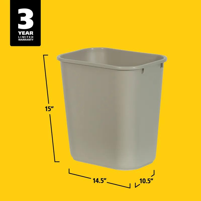 1-Stream Trash Can 14.75X10.25X15.75 IN 7 GAL 28 QT Beige Rectangle Resin Deskside 1/Each