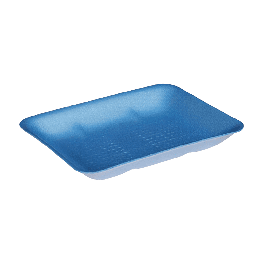 4S Meat Tray 9.25X7.25X0.5 IN 1 Compartment Polystyrene Foam Shallow Blue Rectangle 500/Case