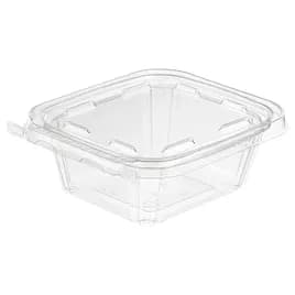 Safe-T-Fresh® Deli Container Hinged With Flat Lid 12 OZ RPET Clear Rectangle 240/Case