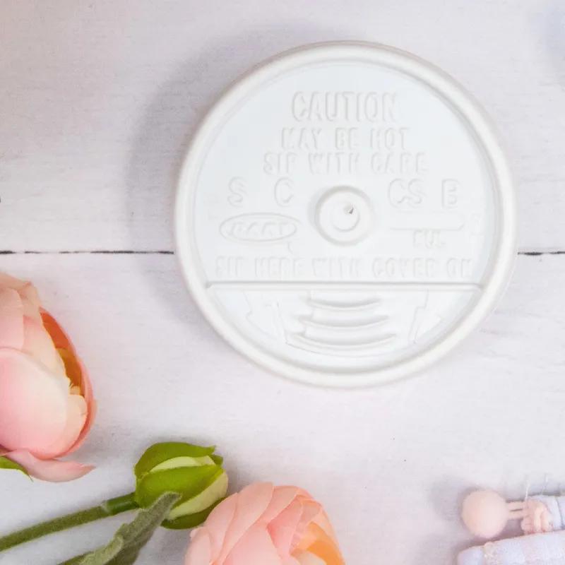 Dart® Lid Flat 3.32X0.5 IN HIPS White For 8 OZ Hot Cup Sip Through 100 Count/Pack 10 Packs/Case 1000 Count/Case