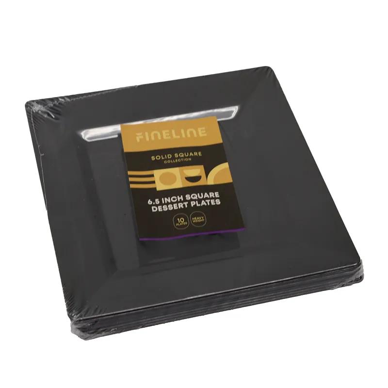 Plate 6.5X6.5 IN Plastic Black Square 120/Case
