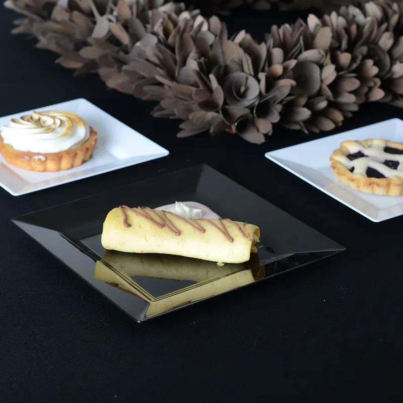 Plate 6.5X6.5 IN Plastic Black Square 120/Case