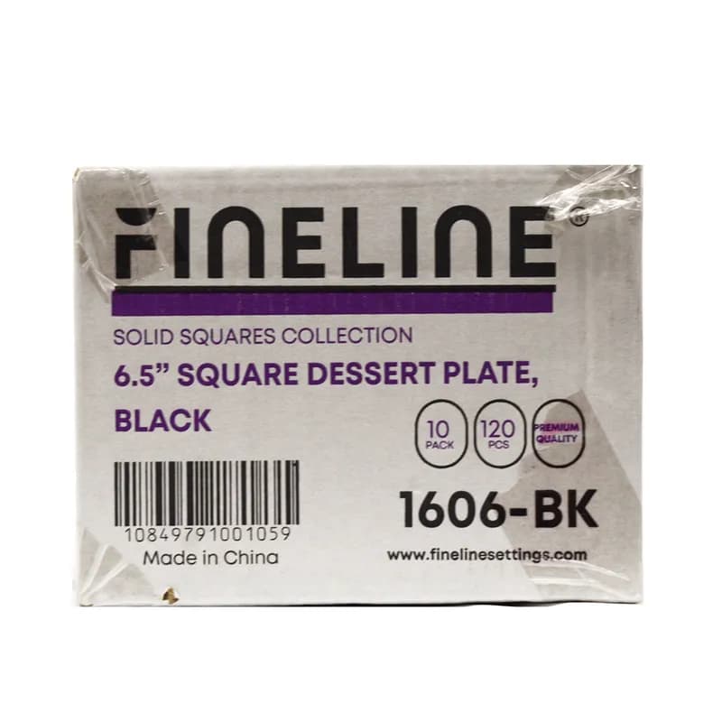 Plate 6.5X6.5 IN Plastic Black Square 120/Case