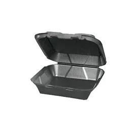 Take-Out Container Hinged 9X9 IN Polystyrene Foam Black Vented 200/Case