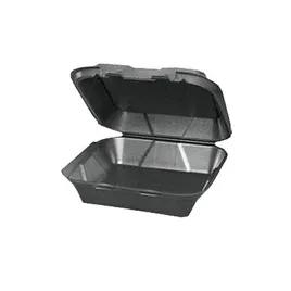 Take-Out Container Hinged 9X9 IN Polystyrene Foam Black Vented 200/Case