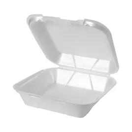 Snap-it Take-Out Container Hinged With Dome Lid 8.25X8X3 IN Polystyrene Foam White Square 200/Case