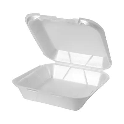 Snap-it Take-Out Container Hinged With Dome Lid 8.25X8X3 IN Polystyrene Foam White Square 200/Case
