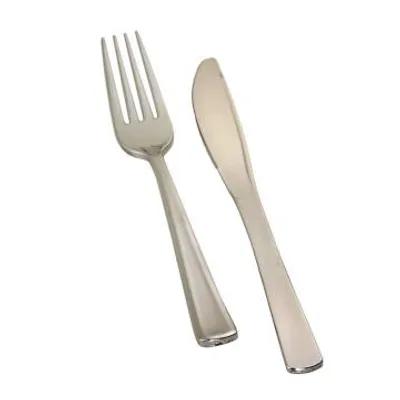 3PC Cutlery Kit PS Silver Pre-Rolled With White Napkin,Fork,Knife 100/Case