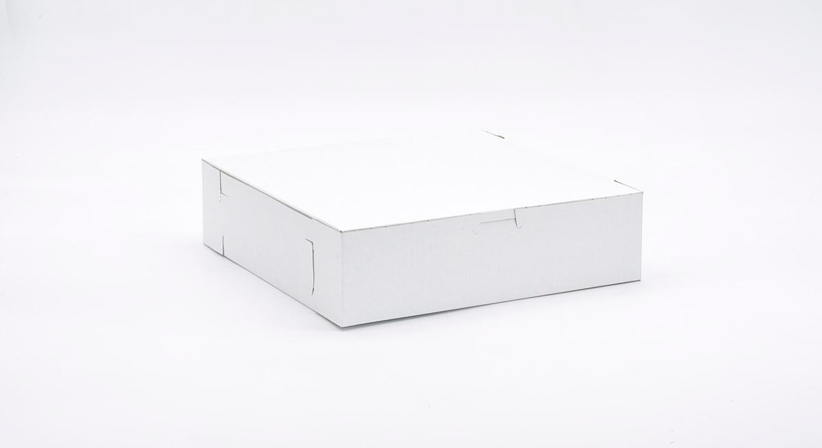 Easy Lock Cake Box 11X11X3 IN SUS Paperboard CRB White Square Lock Corner 1-Piece 100/Bundle