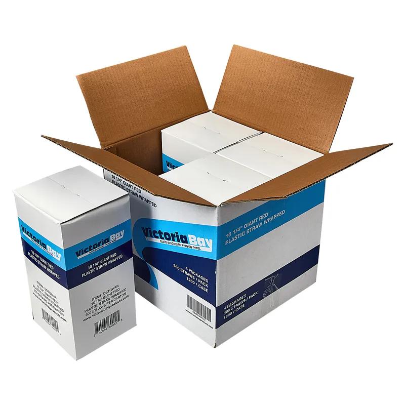 Victoria Bay Giant Straw 10.25 IN PP Red Paper Wrapped 300 Count/Pack 4 Packs/Case 1200 Count/Case