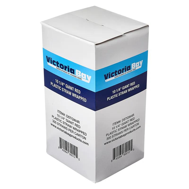 Victoria Bay Giant Straw 10.25 IN PP Red Paper Wrapped 300 Count/Pack 4 Packs/Case 1200 Count/Case