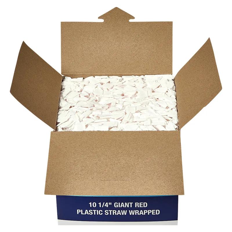 Victoria Bay Giant Straw 10.25 IN PP Red Paper Wrapped 300 Count/Pack 4 Packs/Case 1200 Count/Case