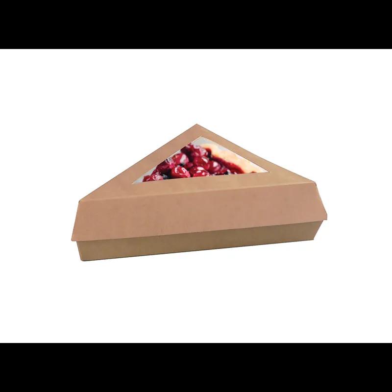 Cake Slice Box 12 OZ 6.6X6.36X5.1 IN Corrugated Cardboard PE Kraft With Window 50 Count/Pack 4 Packs/Case 200 Count/Case
