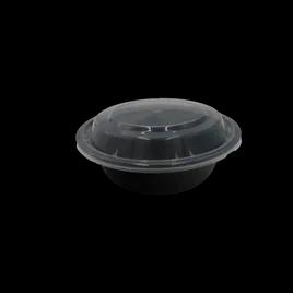 Take-Out Container Base & Lid Combo With Dome Lid 16 OZ Plastic Black Clear Round 150/Case