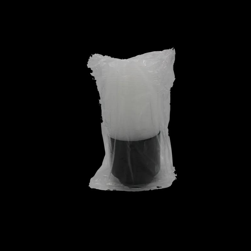 Take-Out Container Base & Lid Combo With Dome Lid 16 OZ Plastic Black Clear Round 150/Case