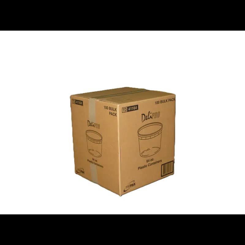 Deli Container Base 64 OZ Plastic Clear Round 100/Case