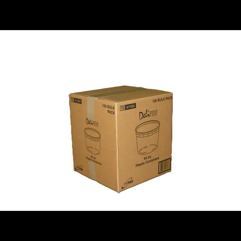 Deli Container Base 64 OZ Plastic Clear Round 100/Case