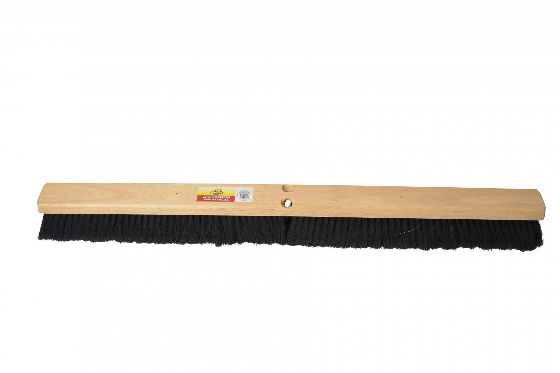Bristles Indoor Broom Natural Black PP Wood With 36IN Head Push 1/Each