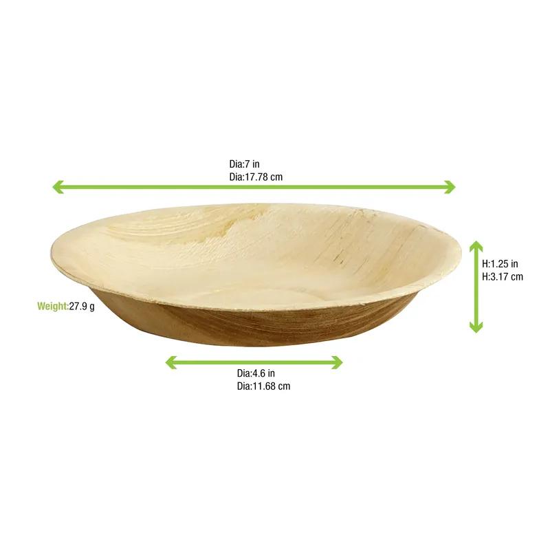 Bowl 7X1 IN Palm Leaf Natural Round Microwave Safe Freezer Safe Oven Safe 25 Count/Pack 4 Packs/Case 100 Count/Case