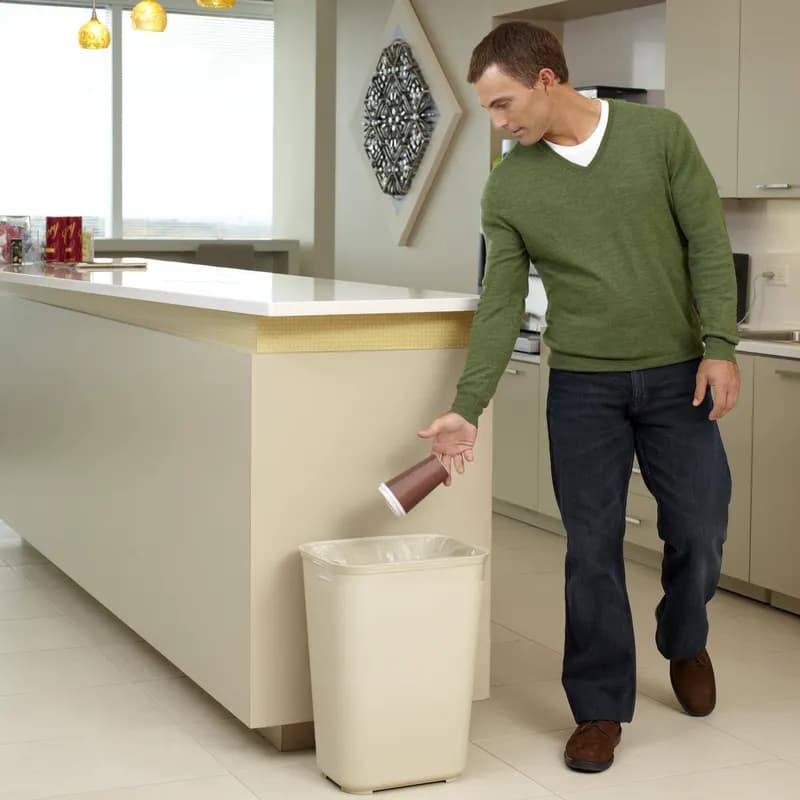 Trash Can 15X12X20 IN 10 GAL 40 QT Beige Resin 1/Each