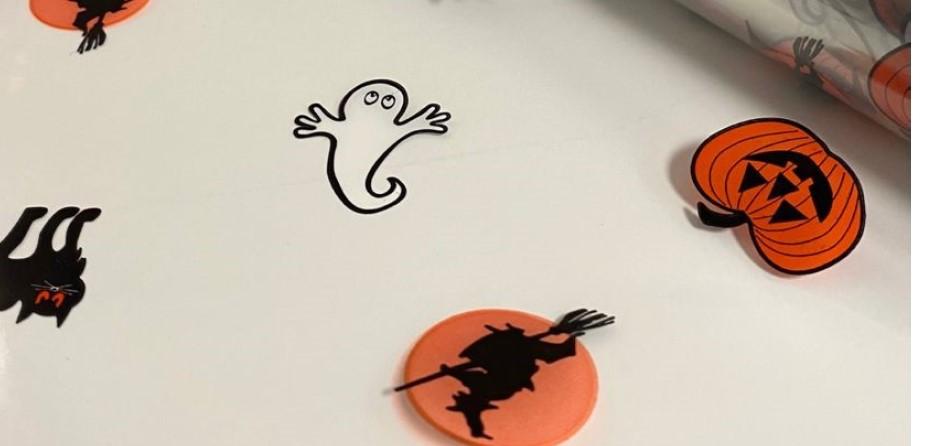 Multi-Purpose Roll 40IN X100FT Cellophane Multicolor Happy Halloween 1/Roll