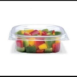 Crystal Seal® Deli Container Hinged With Flat Lid 4 OZ PET Clear Square 400/Case