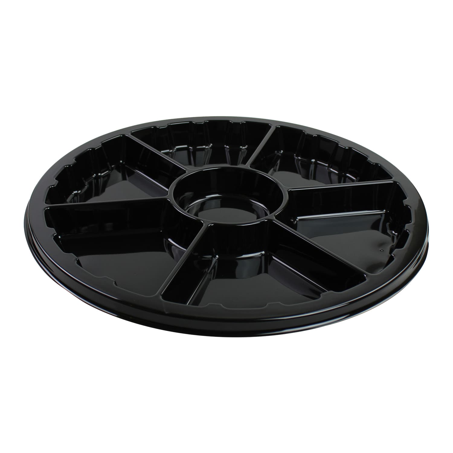 Serving Tray Base 18X1.5 IN 6 Compartment PET Black Round 36/Case