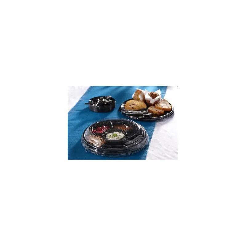 Serving Tray Base 18X1.5 IN 6 Compartment PET Black Round 36/Case