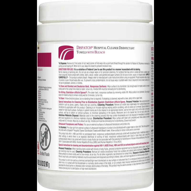 Dispatch® Fruity Floral Bleach Disinfectant Multi Surface Wipe Bleach Antibacterial 150 Count/Pack 8 Packs/Case