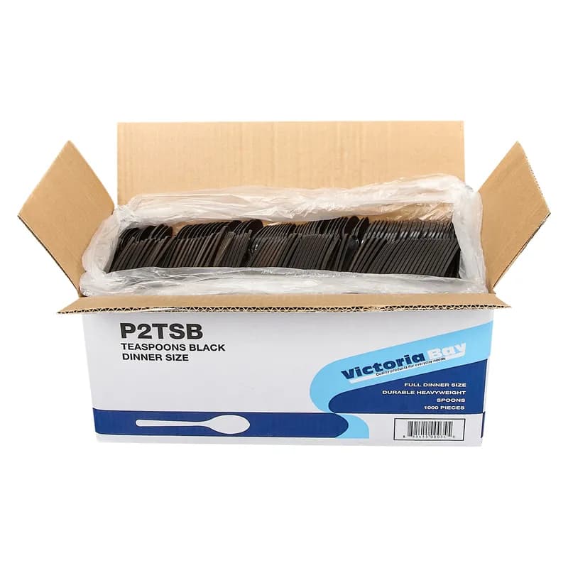 Victoria Bay Teaspoon PP Black Heavy Duty Unwrapped 1000/Case