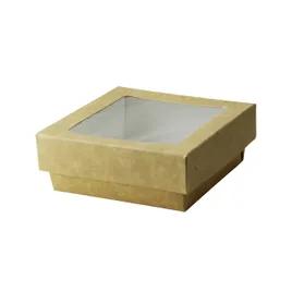 Kray Bakery Box 12 OZ 3.9X3.9X1.6 IN Corrugated Paperboard Kraft With Window 25 Count/Pack 10 Packs/Case 250 Count/Case