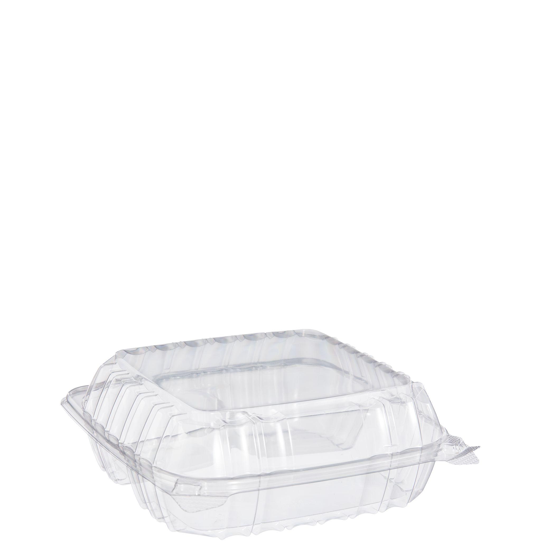 Dart® ClearSeal® Take-Out Container Hinged 8.32X8.28X3.02 IN 3 Compartment OPS Clear 125 Count/Pack 2 Packs/Case