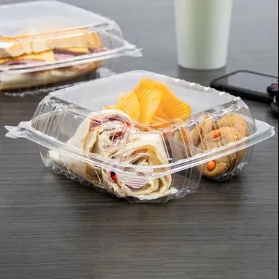 Dart® ClearSeal® Take-Out Container Hinged 8.32X8.28X3.02 IN 3 Compartment OPS Clear 125 Count/Pack 2 Packs/Case