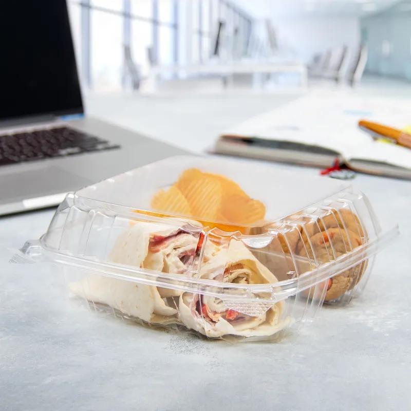 Dart® ClearSeal® Take-Out Container Hinged 8.32X8.28X3.02 IN 3 Compartment OPS Clear 125 Count/Pack 2 Packs/Case
