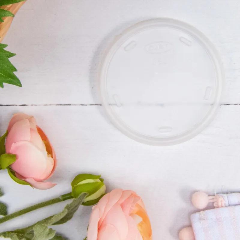 Dart® Lid Flat 3.3X0.3 IN HIPS Translucent For 8 OZ Cold Cup Identification With Hole 100 Count/Pack 10 Packs/Case