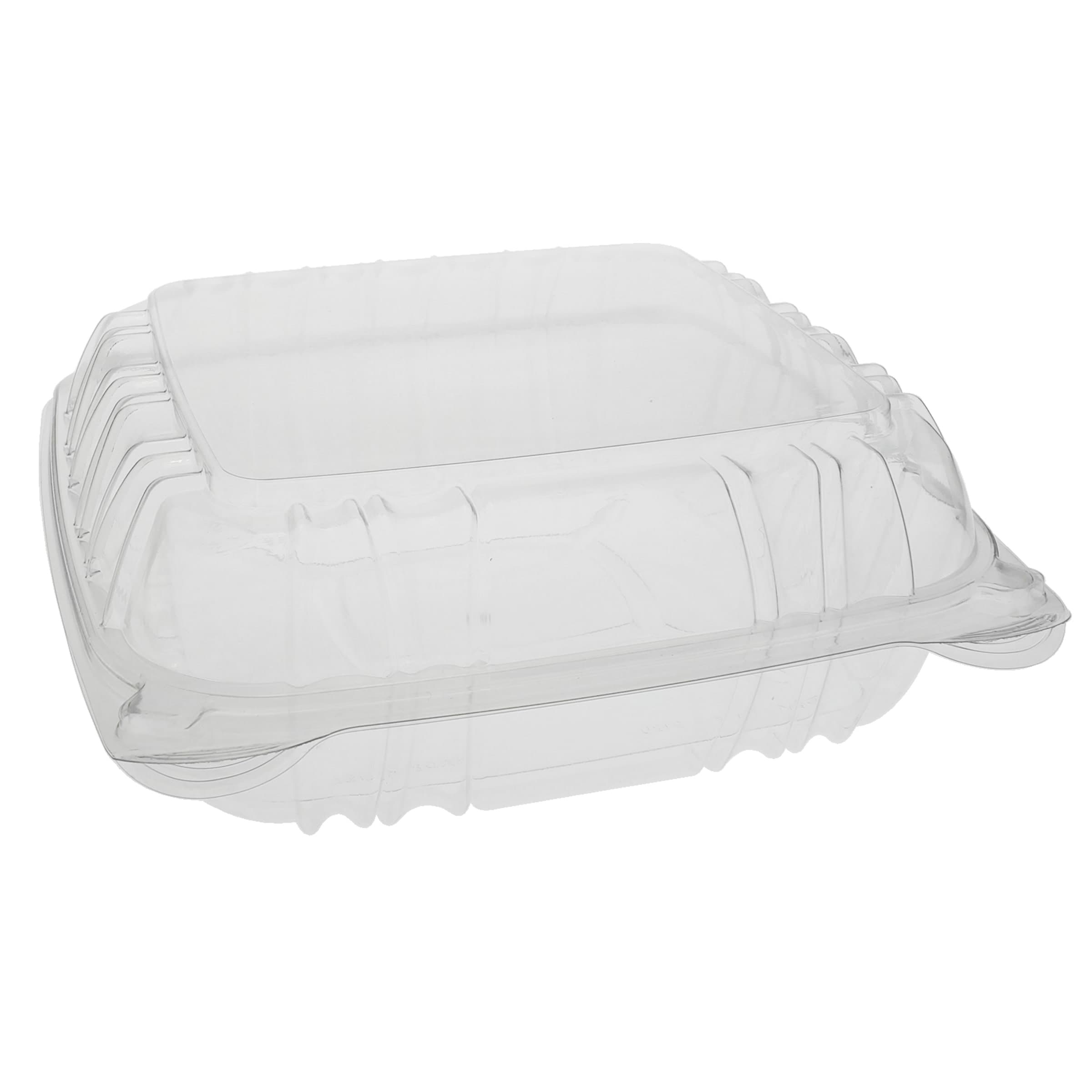 Take-Out Container Hinged With Dome Lid Medium (MED) 8.5X8.3X3 IN OPS Clear Square 200/Case