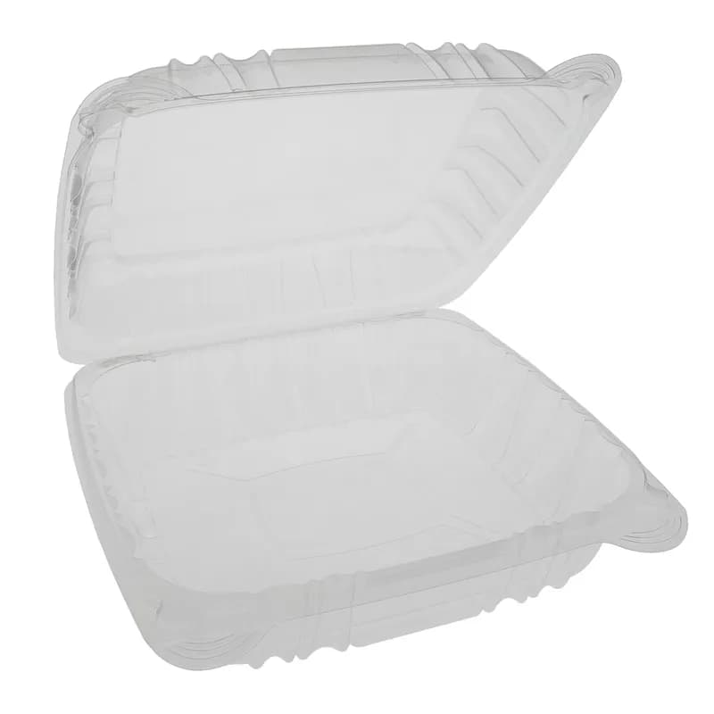 Take-Out Container Hinged With Dome Lid Medium (MED) 8.5X8.3X3 IN OPS Clear Square 200/Case