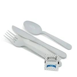 Victoria Bay 6PC Cutlery Kit PP White Heavy Duty With Napkin,Fork,Knife,Salt & Pepper,Teaspoon 250/Case